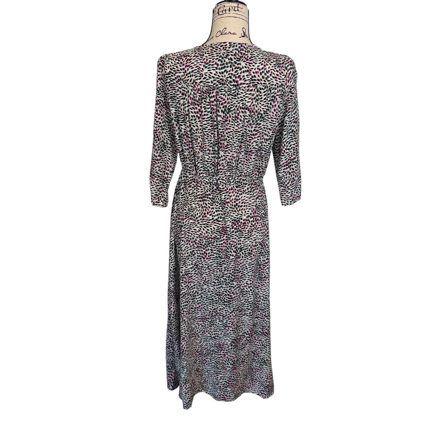 Suncoo Paris Robe Cleo Abstract Leaf Print Wrap Midi Dress Multicolor T2/Medium