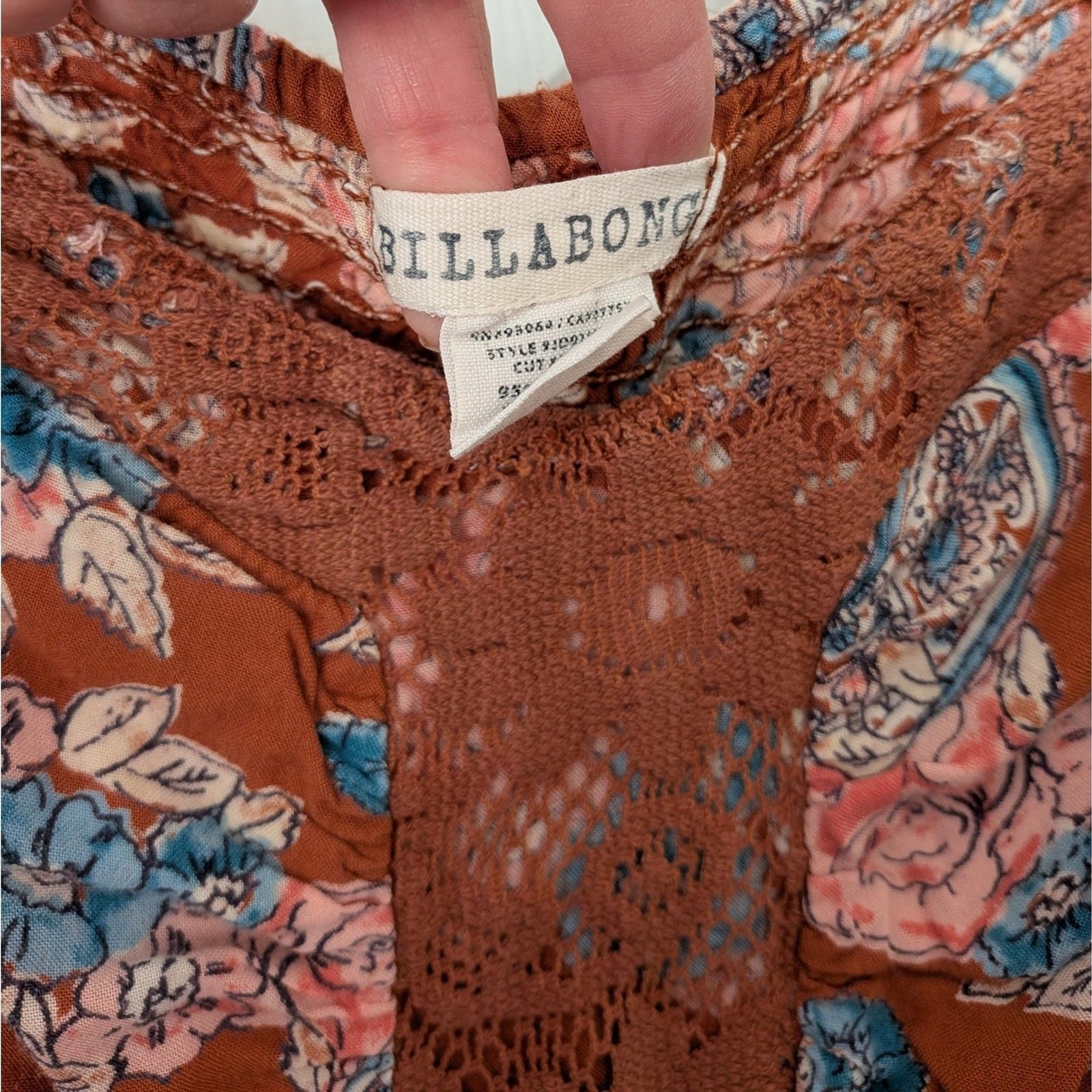 Billabong Floral Mini Dress Large Rayon Summer Babydoll Y2k 90s Babe