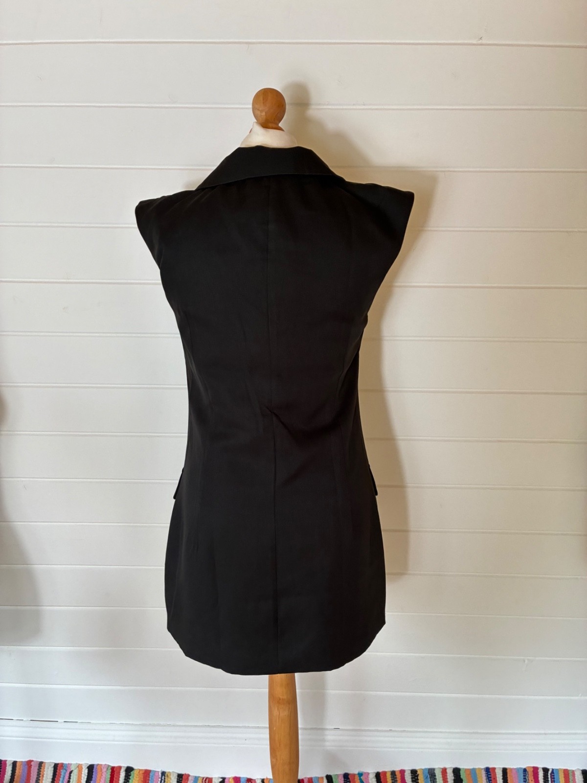 BLACK SLEEVELESS COAT DRESS DOUBLE BREASTED MINI EGO SIZE 10 PARTY COCKTAILS