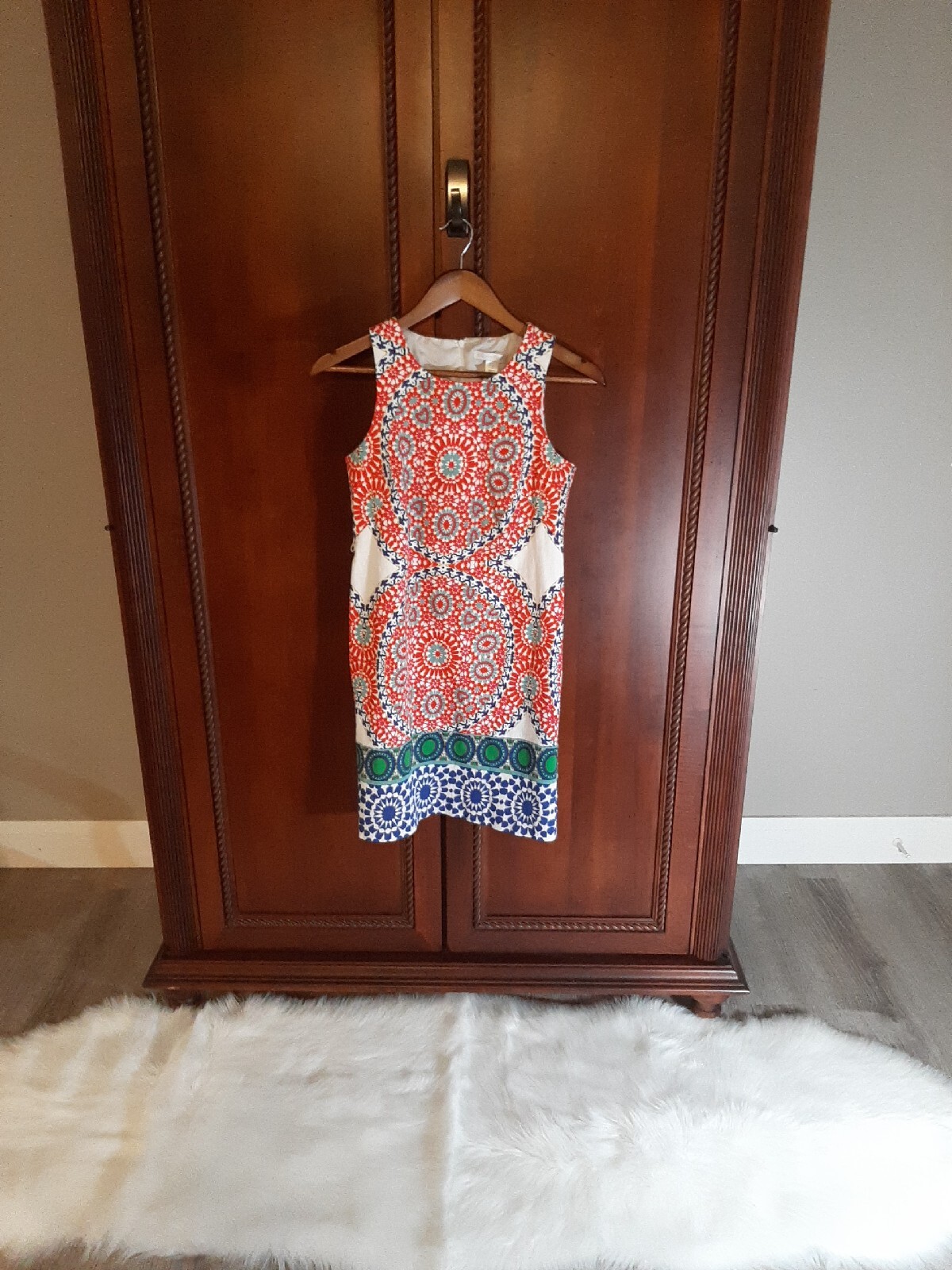 London Times Womens Size 8 Boho Pattern Knee-Length Dress 97% Cotton 3% Spandex