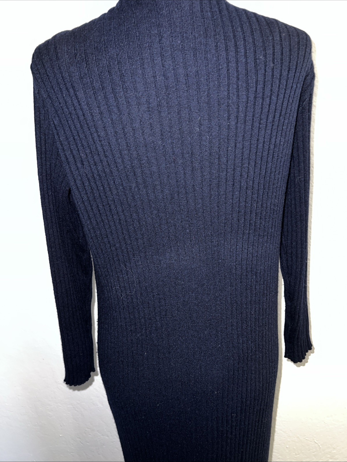 ERES Flirt Navy Wool-Cashmere Blend Buttoned Ribbed-Knit Cardigan Dress size S