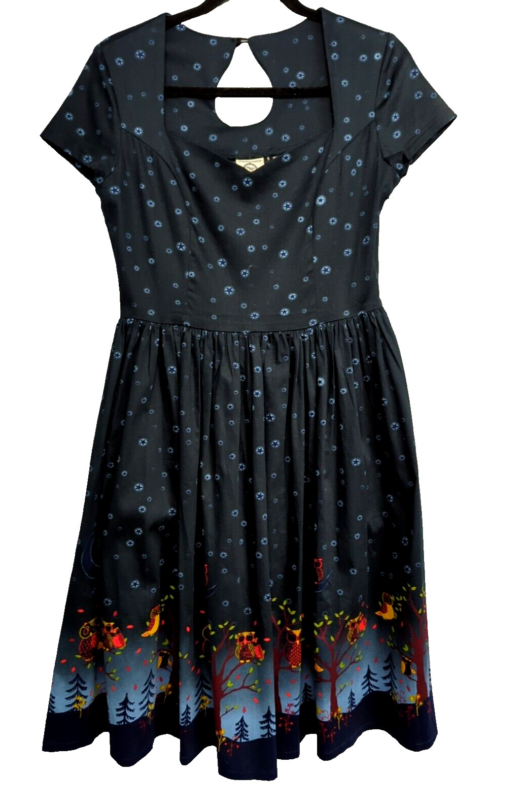Dancing Days Banned Apparel Dress Size S Midnight Owl Whimsigoth Pin Up Witchy