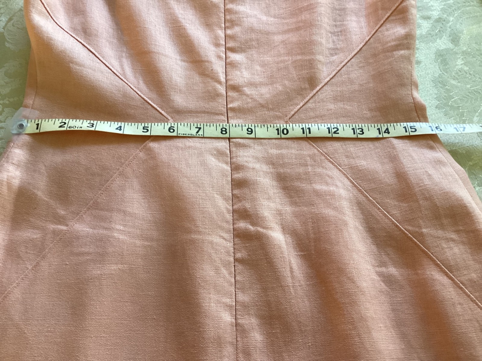 ANNE KLEIN Women’s 100% Linen Lined Square Neck Sleeveless Dress BLUSH PINK S10