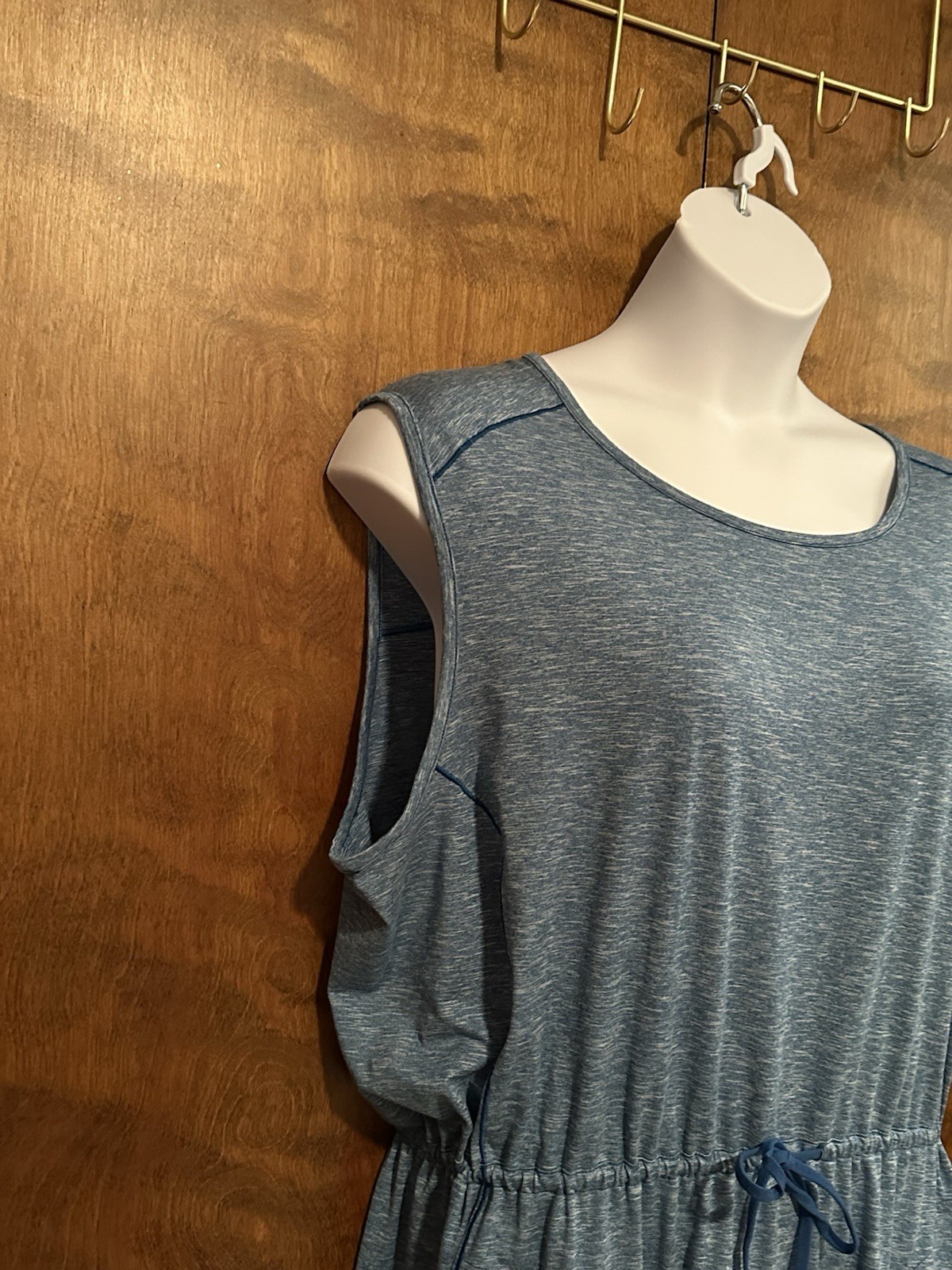 COLUMBIA Sleeveless Drawstring Waist Tank Dress Womens Plus 2X Blue Marled Knit