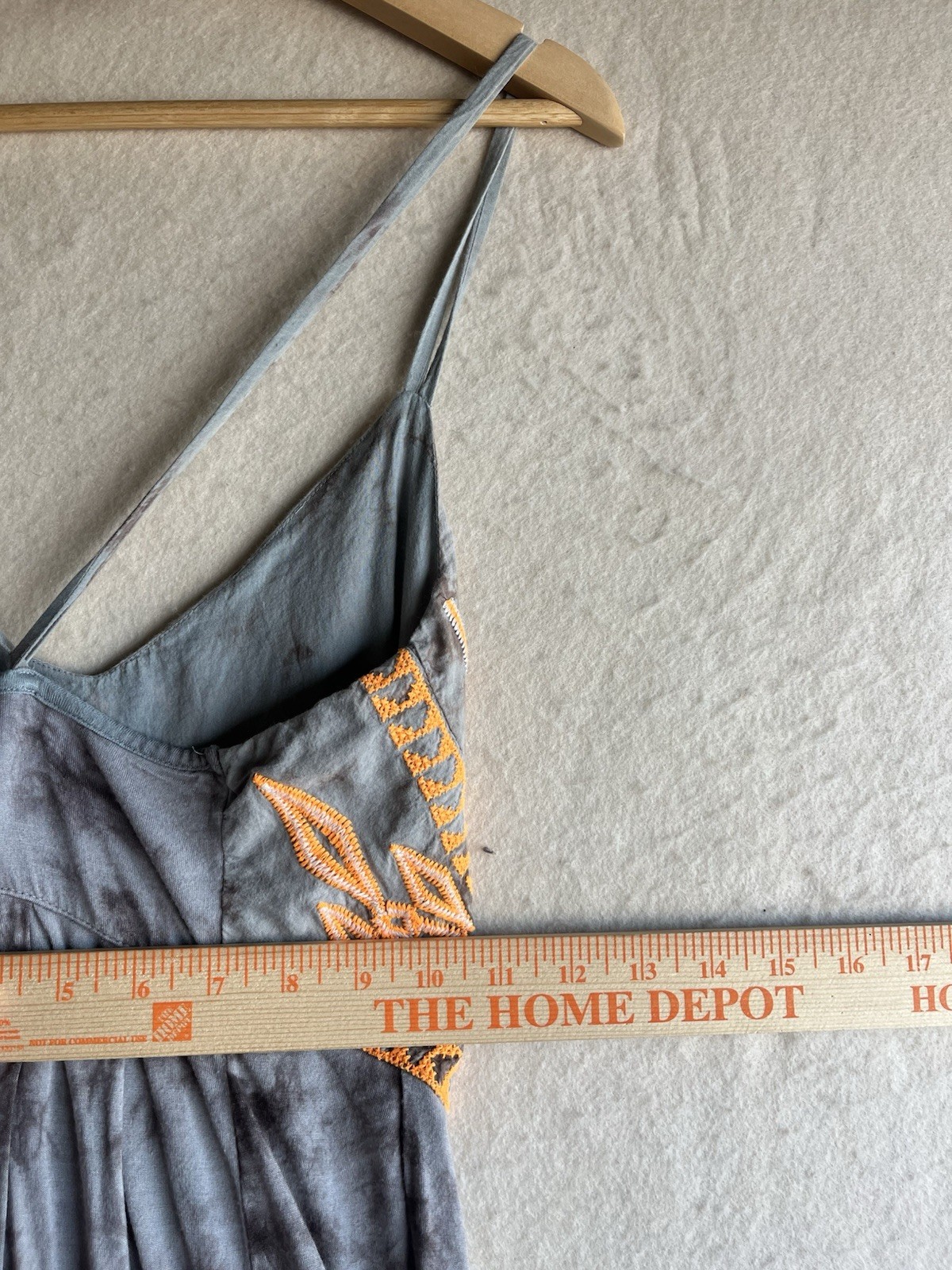 ECOTE Tie Dyed Boho Slim Maxi Orange Gray Embroidered Size Medium See Pics