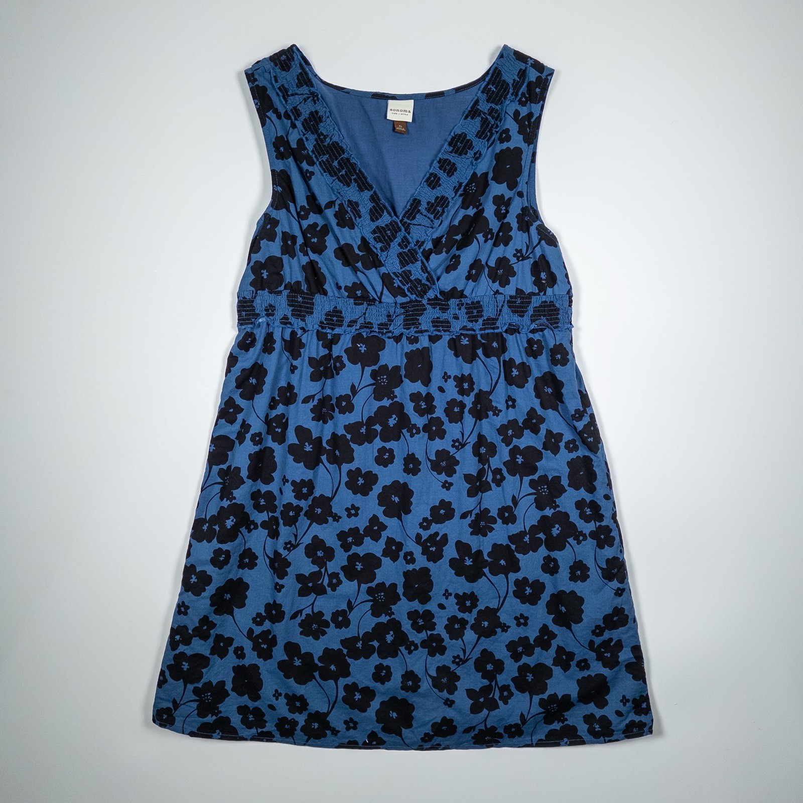Sonoma Life + Style Blue Floral Sleeveless Dress Women’s XL Empire Waist Casual