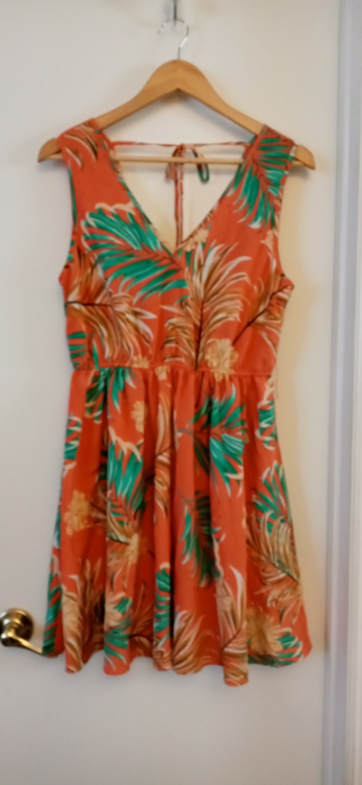 Shien Tropical Orange Floral Mini Dress Size L
