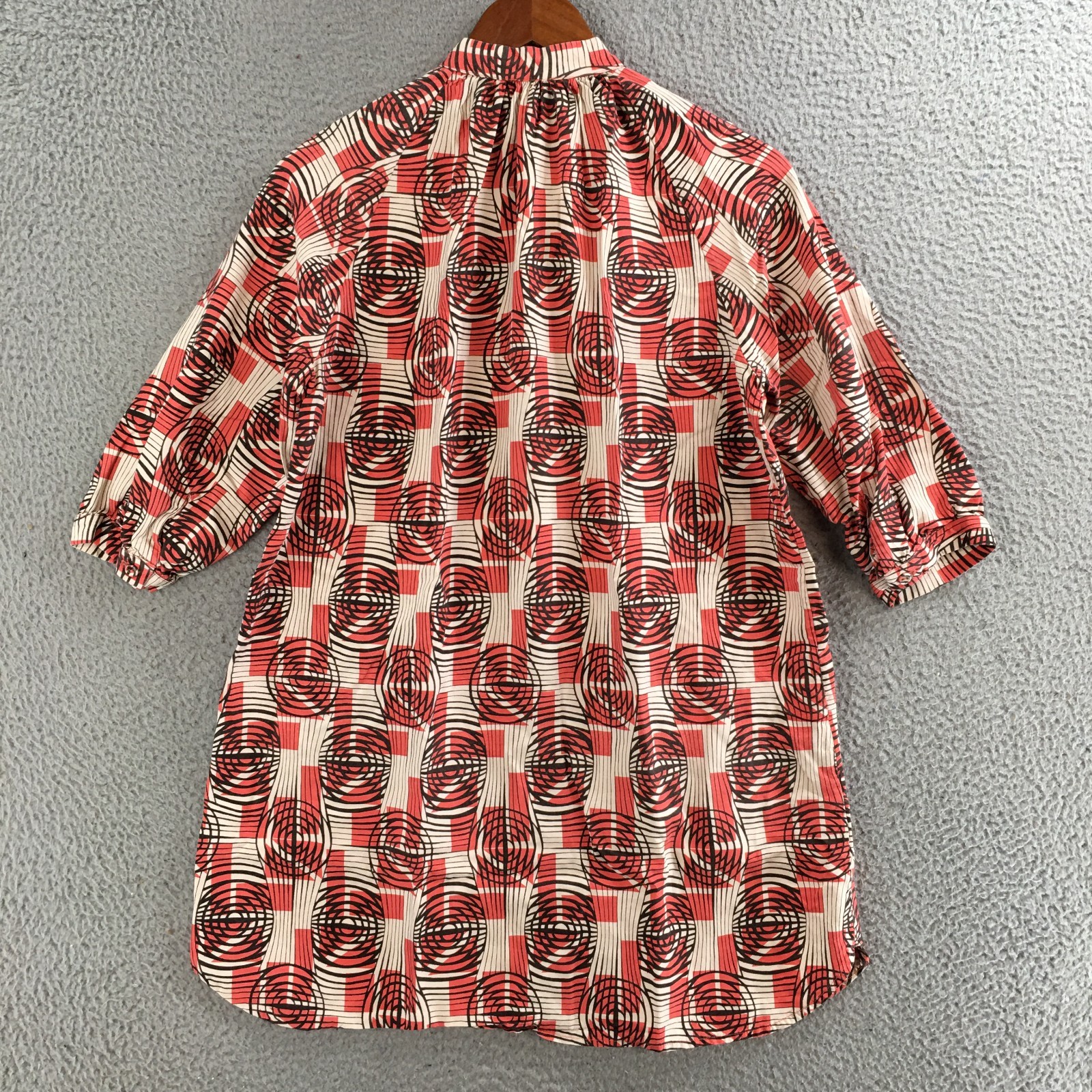 Whit Mini Dress Womens Small 3/4 Sleeve Button Front Geometric Print Multicolor