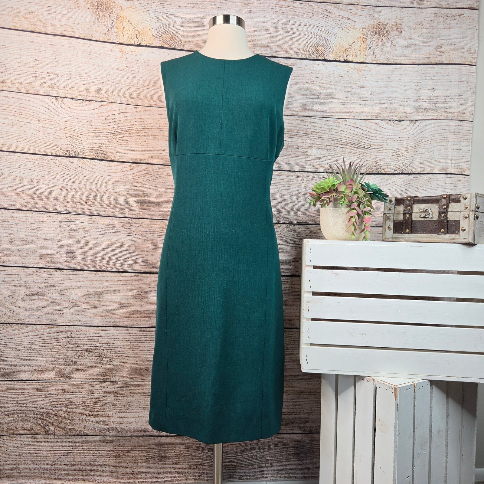 MM LaFleur Green Sleeveless Sheath Dress Womens 16 Forest Green