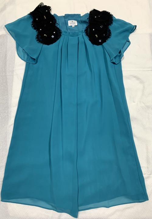LANVIN en Bleu Dress Size 38 Blue Short Sleeve Length 37 inches