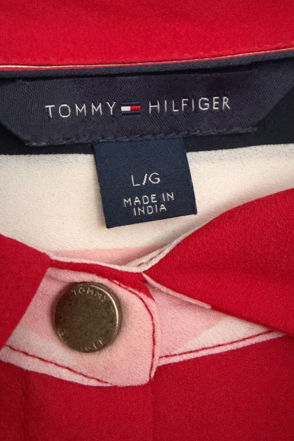 Tommy Hilfiger Sleeveless Striped Shirt Dress Red White Navy Drawstring Waist Si
