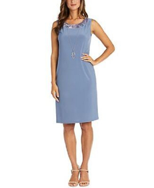NEW RM RICHARDS BLUE GRAY FLORAL JACKET SHEATH DRESS SIZE 12 $139