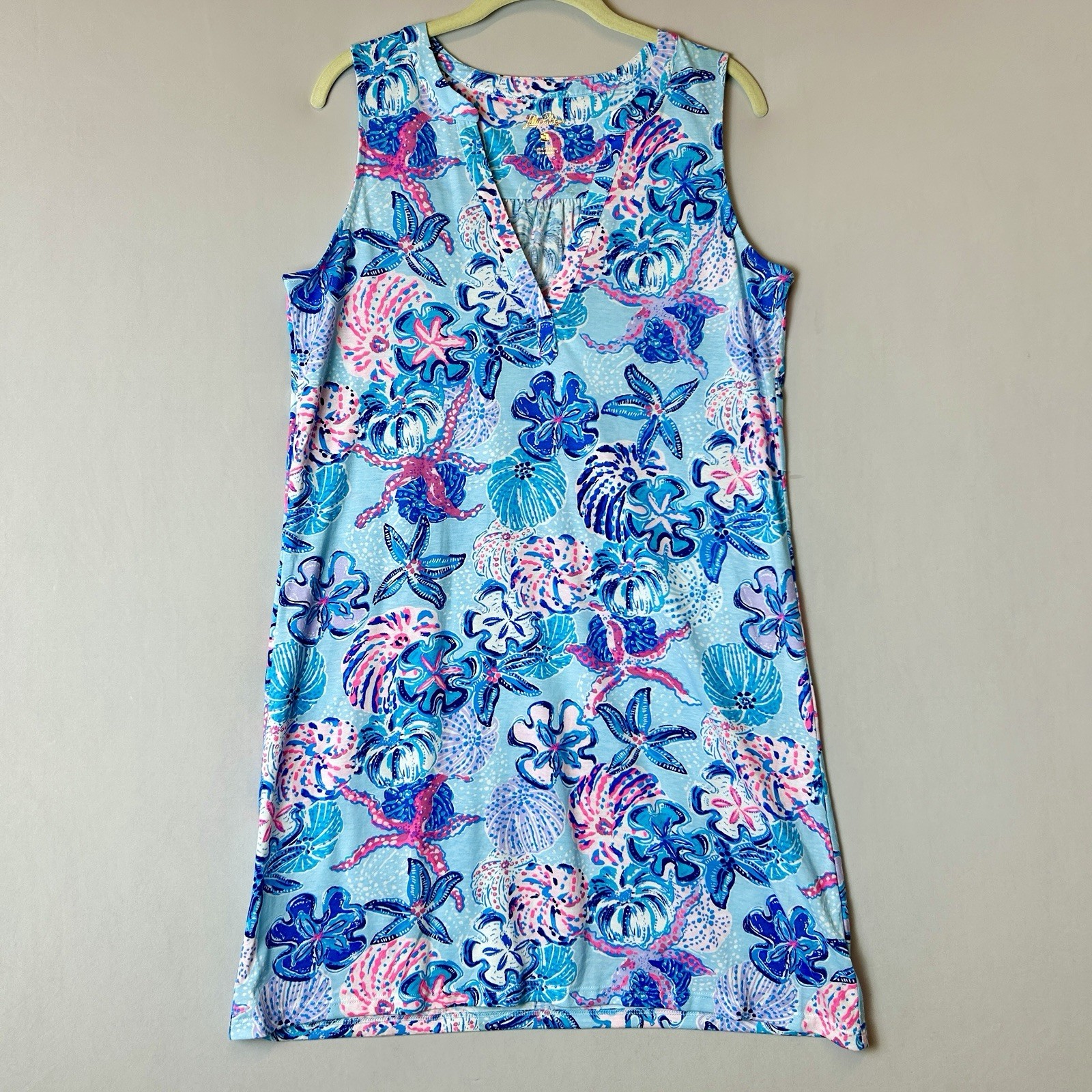 Lilly Pulitzer Dress Small Pink Blue Shells Starfish Dev Bahamas Beachcomber
