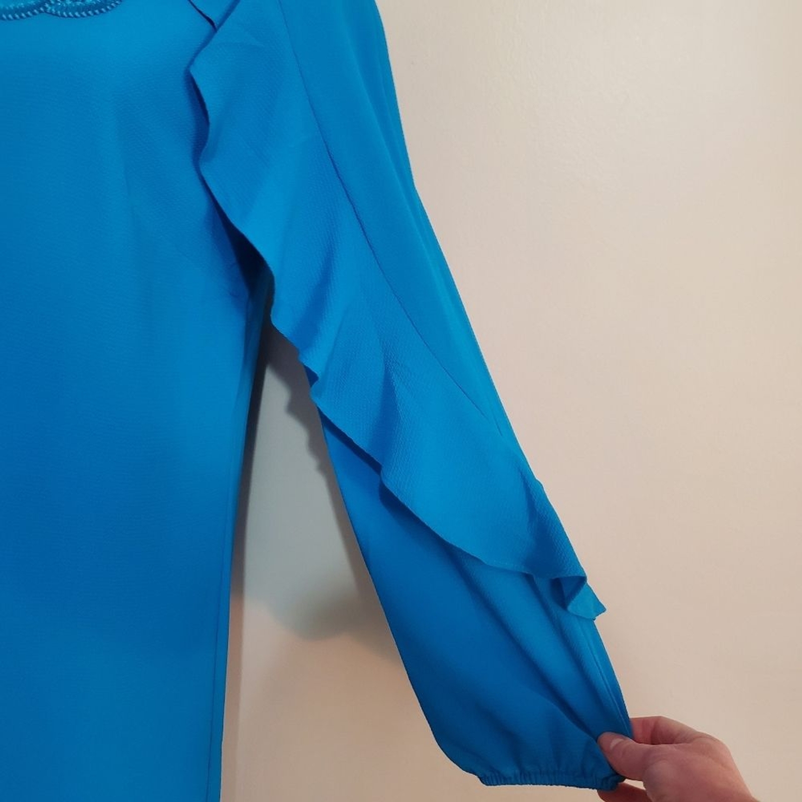 Lilly Pulitzer Leni Peacock blue embroidery beaded ruffle shift dress 4 NWT