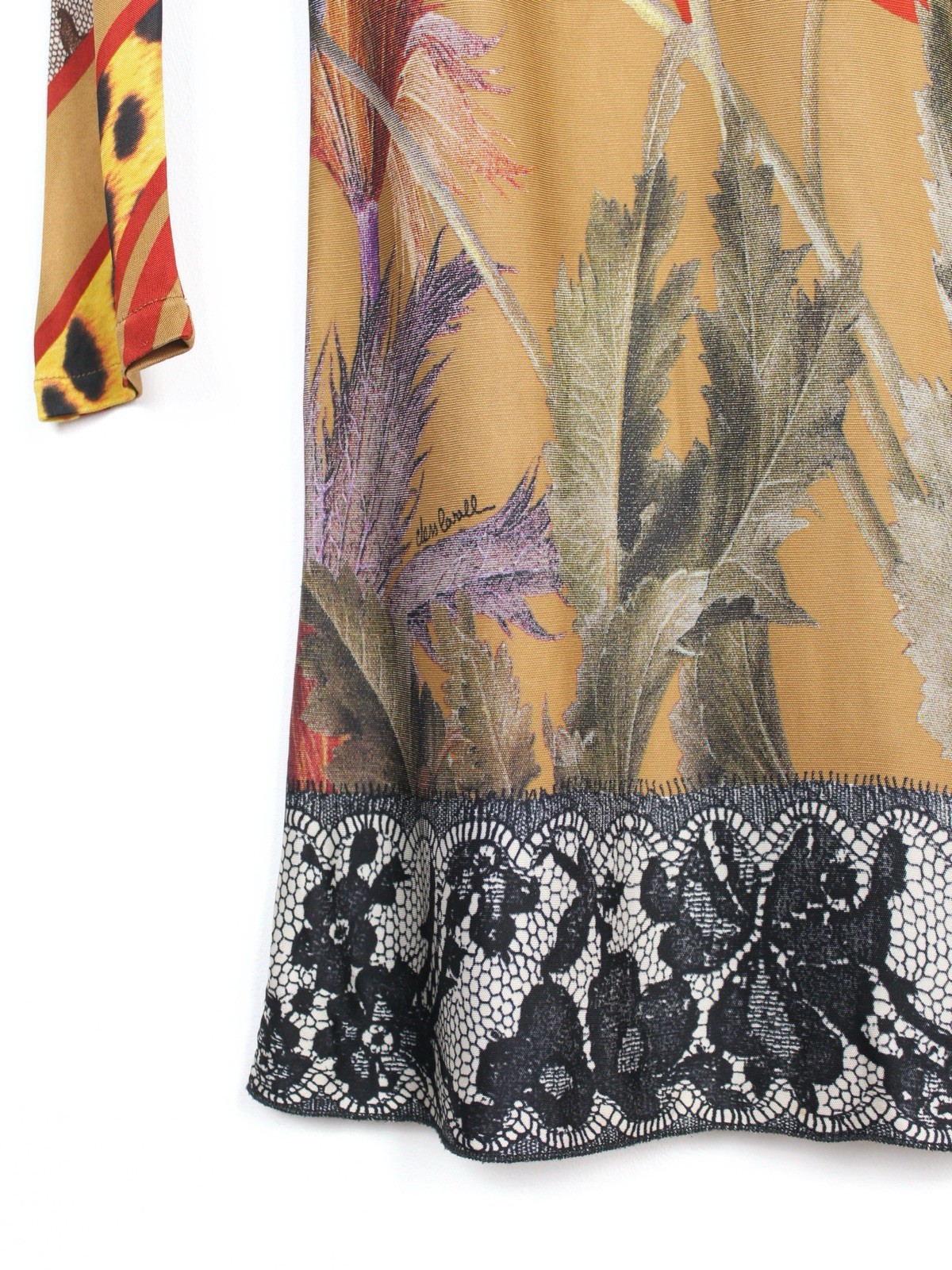 Roberto Cavalli Class Abstract Flower Print Dress, Size 44