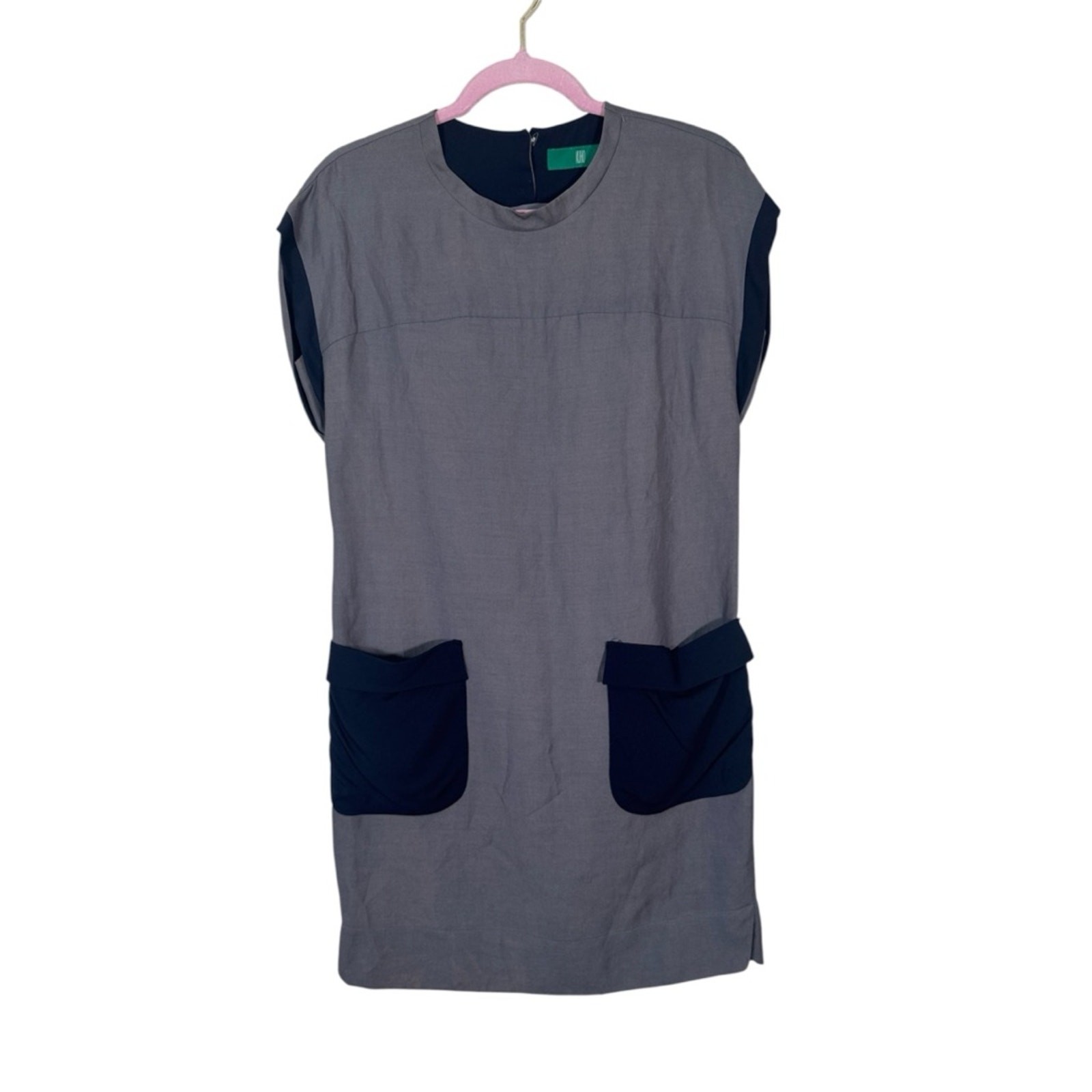 Kuho Blue Grey Colorblock Mini Shift Dress Womens S Casual Preppy Corpcore