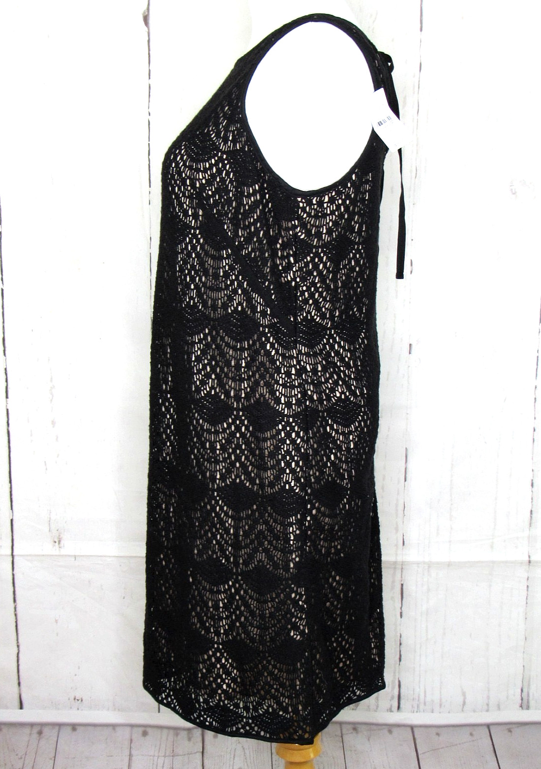 Ann Taylor LOFT Sleeveless Sheath Dress Black Crochet Lace Overlay Lined Size 6