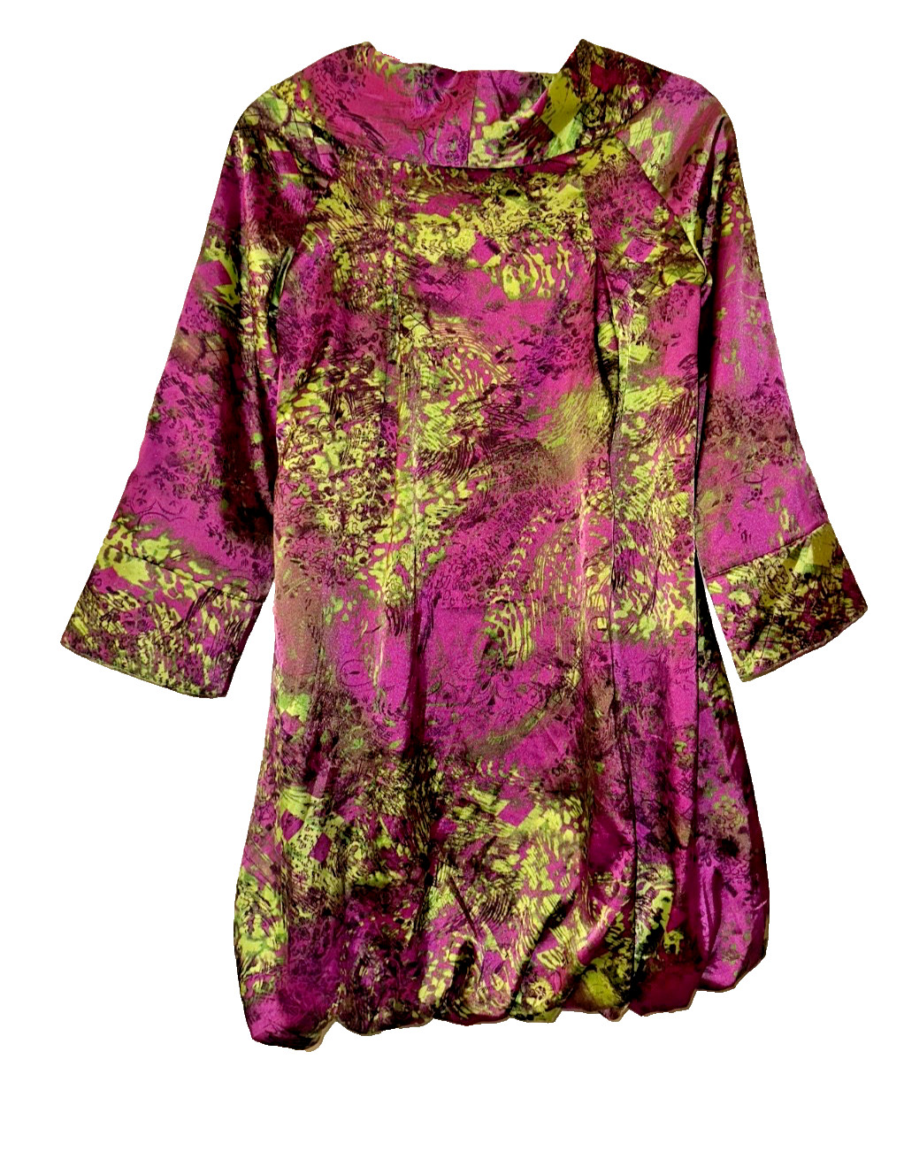 Chloe Silk Swing Dramatic High Collar and a Striking Mini Dress SZ 40