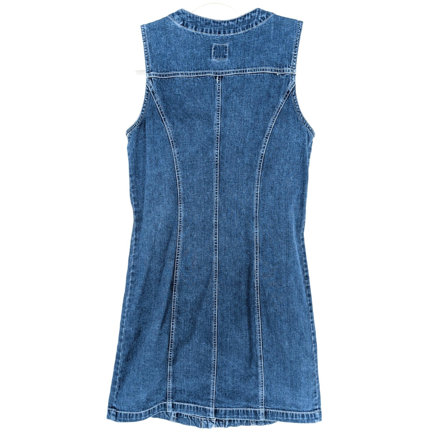 VTG 90s Y2K Gap Denim Snap Sleeveless Cotton Mini Dress Indie Prep Mod Twee 6