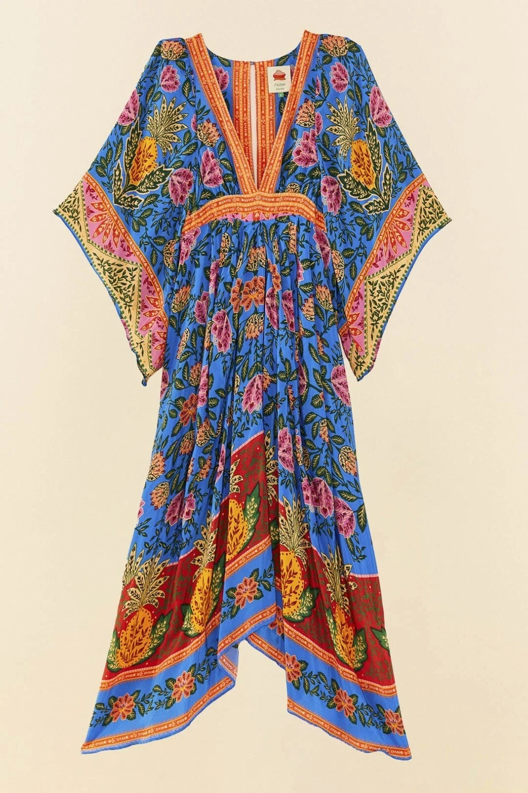 FARM RIO Blue Pineapple Garden Kaftan Maxi Dress Regular price $300- Small