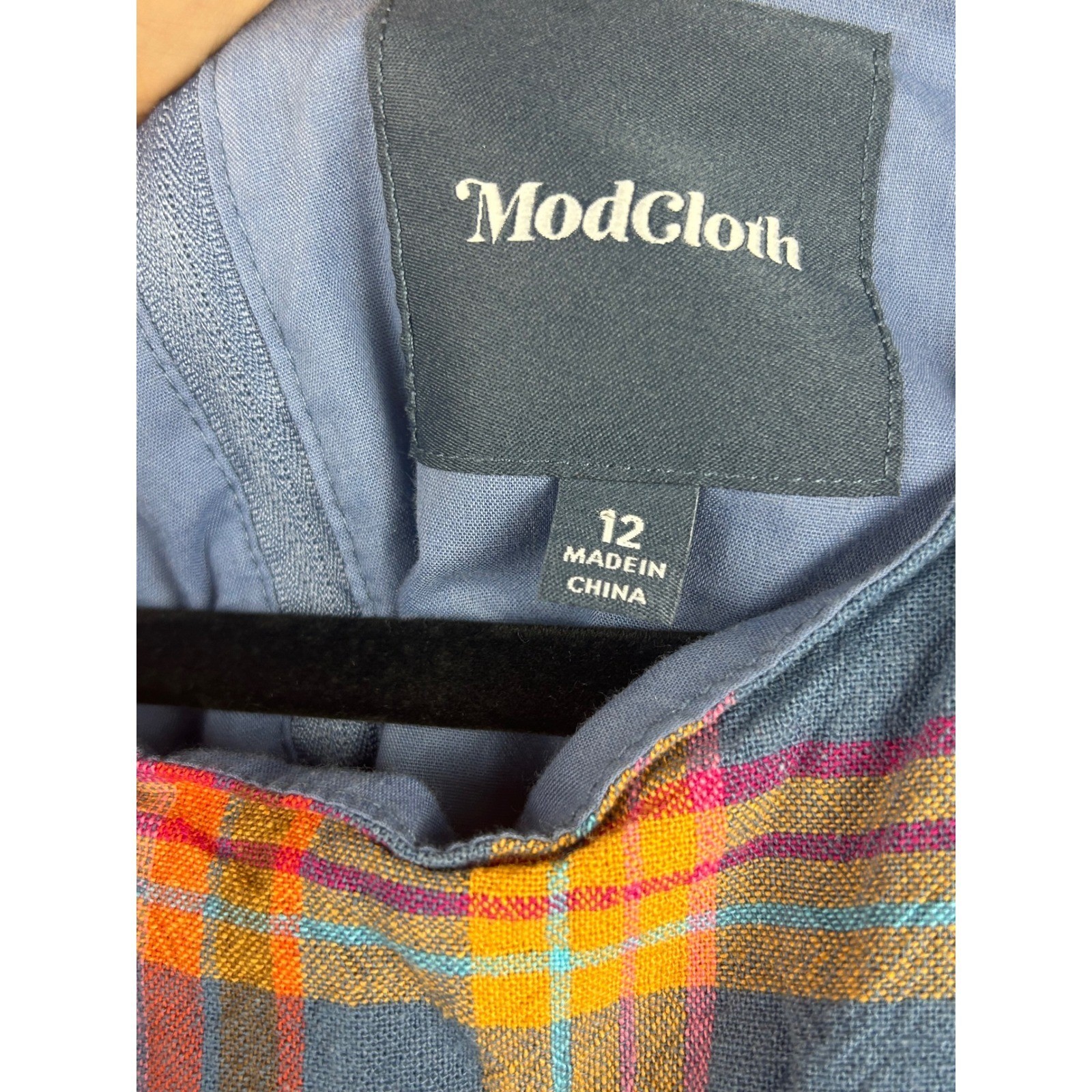 ModCloth Something Sixties Plaid Linen Blend Sleeveless Retro Dress Colorful 12
