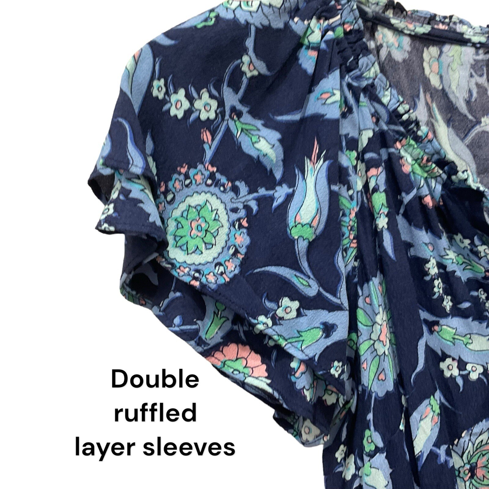 8P NWT TALBOTS Sweet Garden Popover Dress Blue Floral Size 8 P India Ink Petite