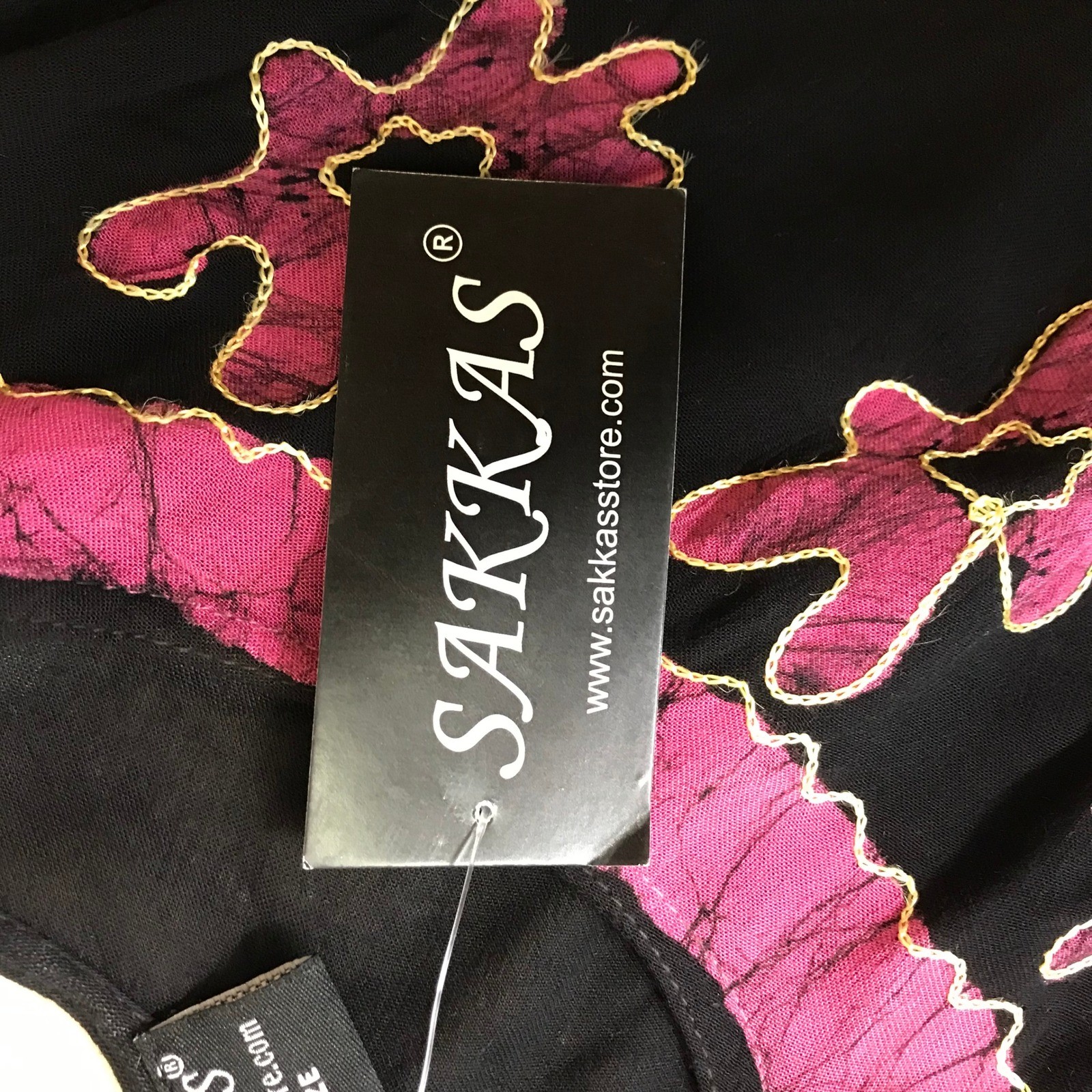 Sakkas Womens Batik Palm Tree Handkerchief Hem Dress Black Pink One Size 900A