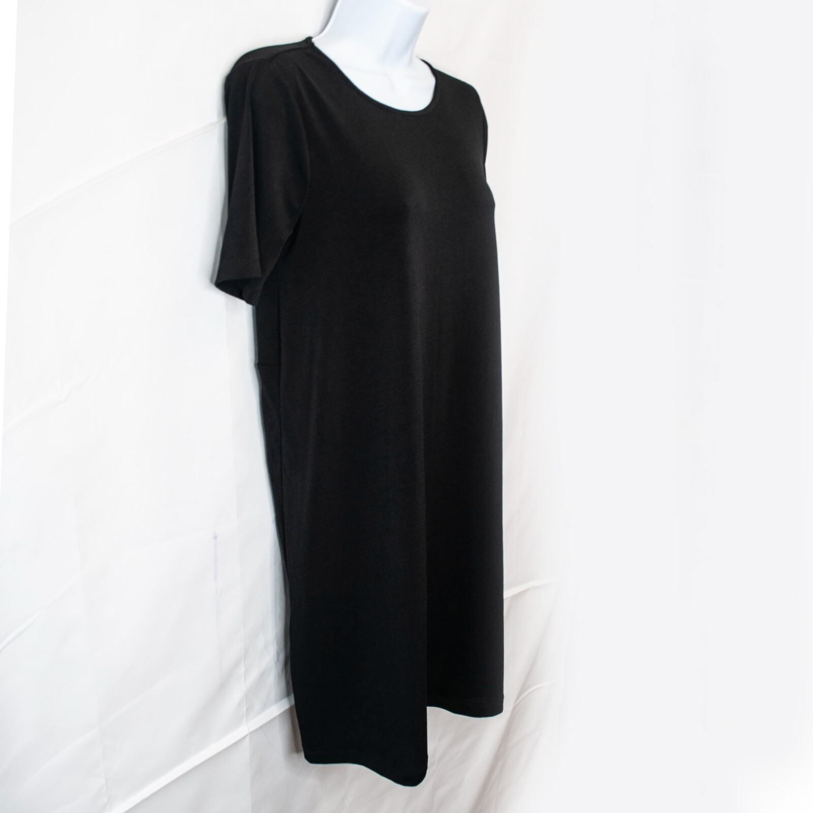 Asos Maternity Back Pleated Shift Dress Women 6 Black Short Sleeve Keyhole Q09