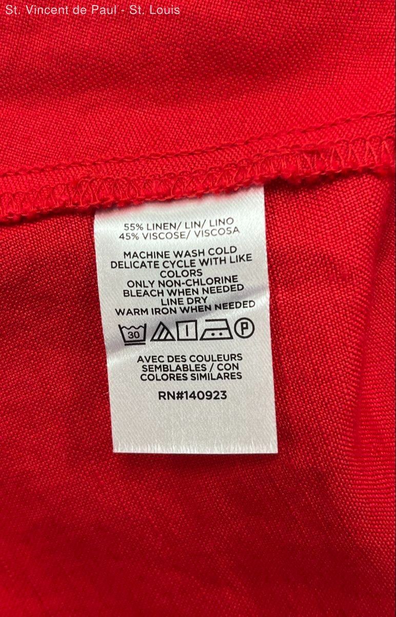Loft Womens Mini Dress Red Button Front Sleeveless Linen Blend Pockets Size 12
