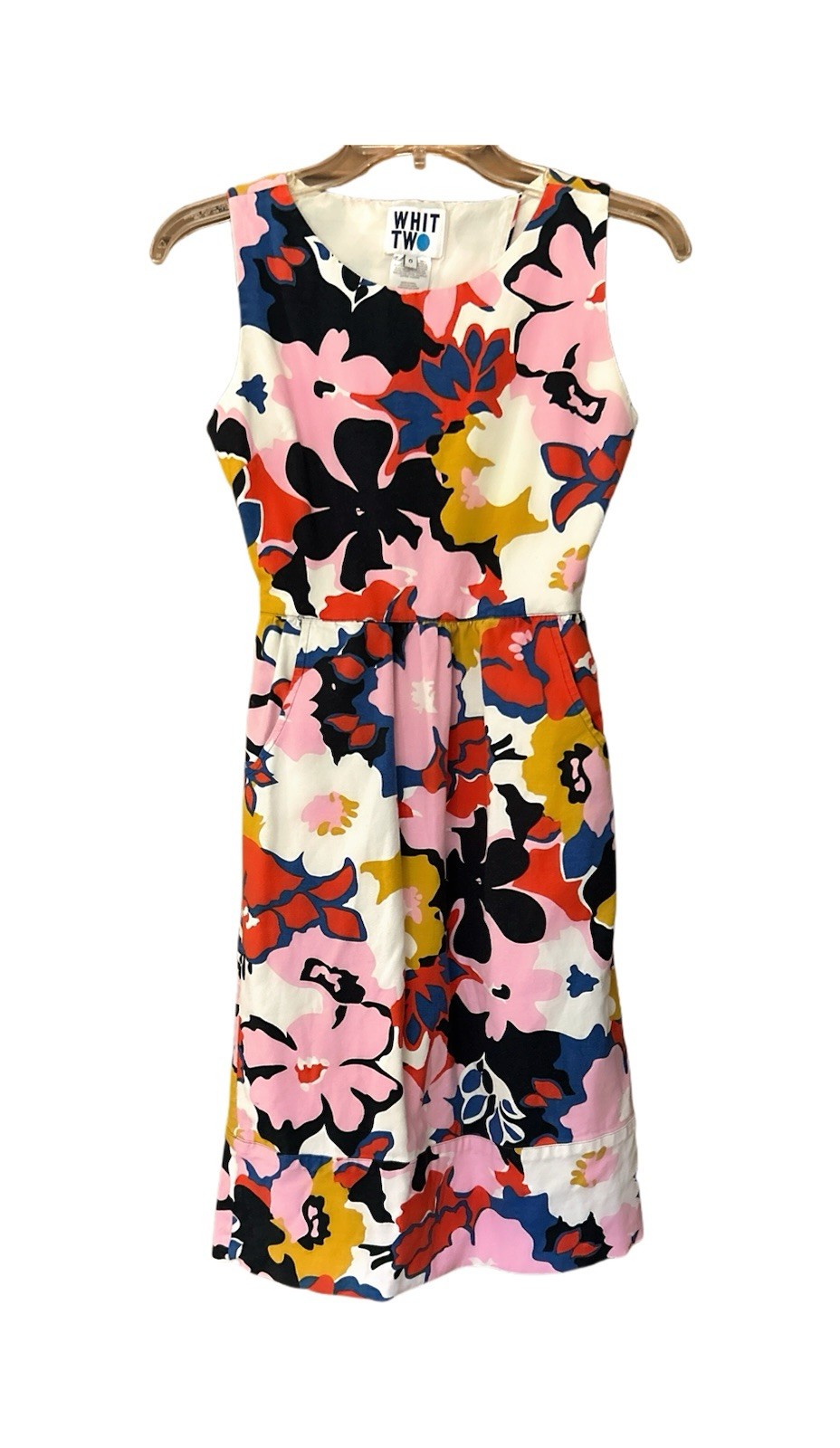 Anthropologie Whit Two Bright Floral Mini Dress, Cut Out Back, Size 0/XS
