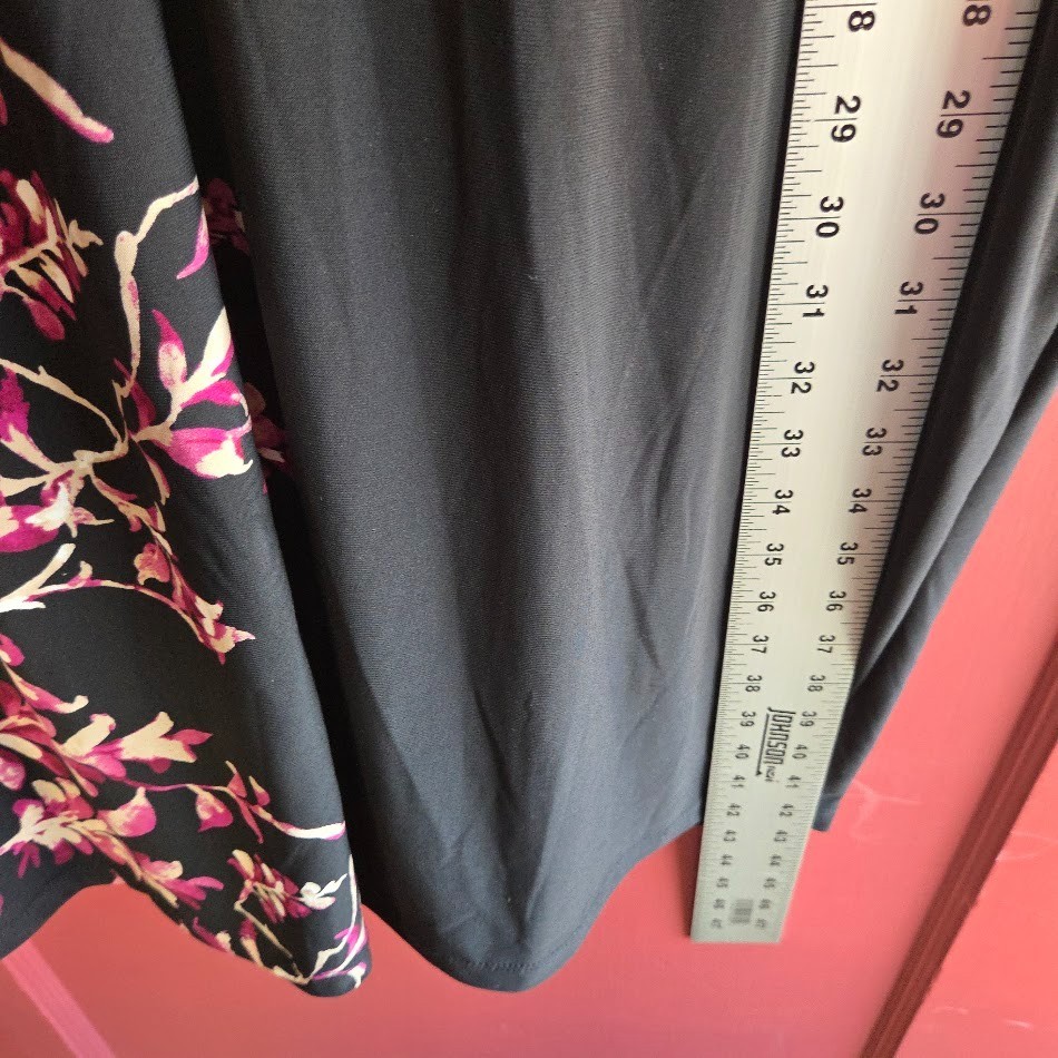 Kasper Women’s Classic Black Pink Multicolor Floral Midi Dress Size XL NWT