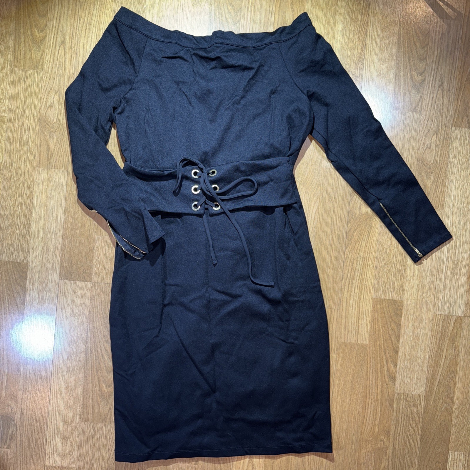 Y2K Grunge Corset Dress Women’s Sz M Off Shoulder Zip Detail Sexy Party Cute