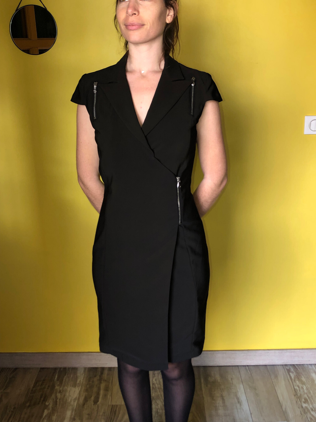 Beautiful Black Split Dress With Zip PIANURASTUDIO Size 36 FR New