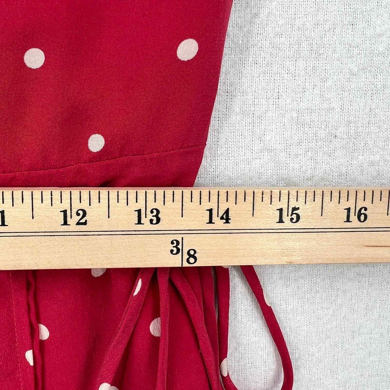 RAILS Leanne Polka Dot Dress Womens Medium Raspberry Red Silk Wrap Mini Short