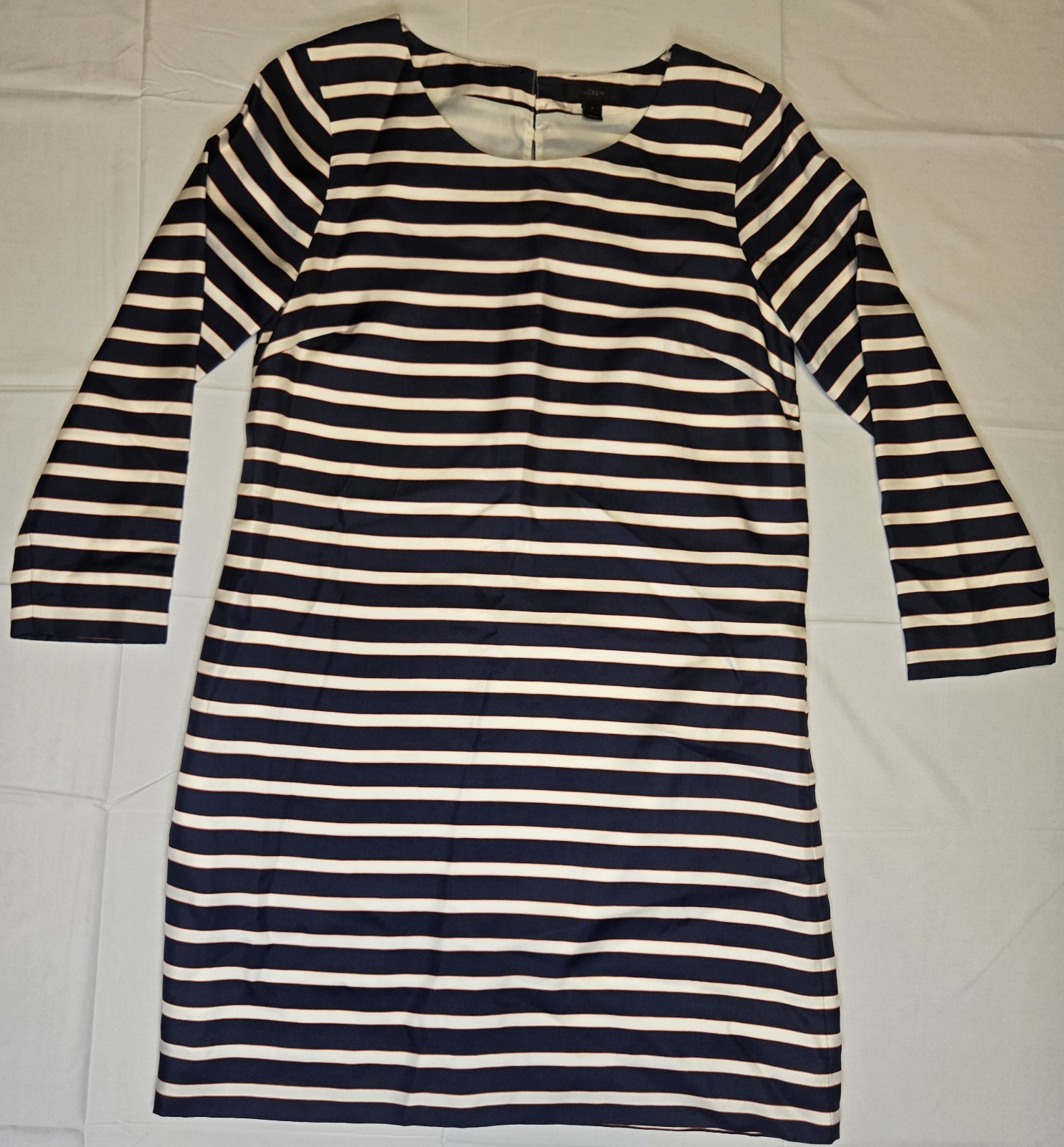 J Crew 100% Silk Shift Dress Lined Stripe Red White Blue Sz 2 Nautical Patriotic