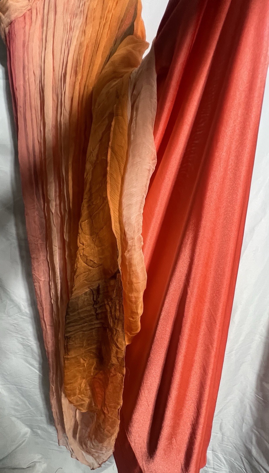 Dave & Johnny Vtg Silk Dress Sz 8 Sunset Ombre Pleated Maxi Ethereal Fairy Prom