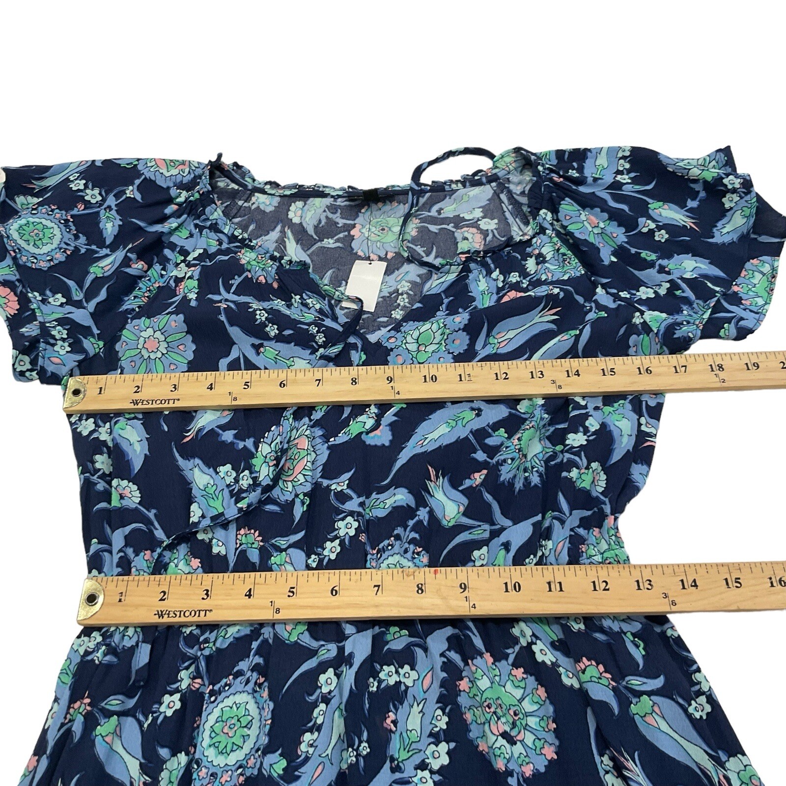 8P NWT TALBOTS Sweet Garden Popover Dress Blue Floral Size 8 P India Ink Petite