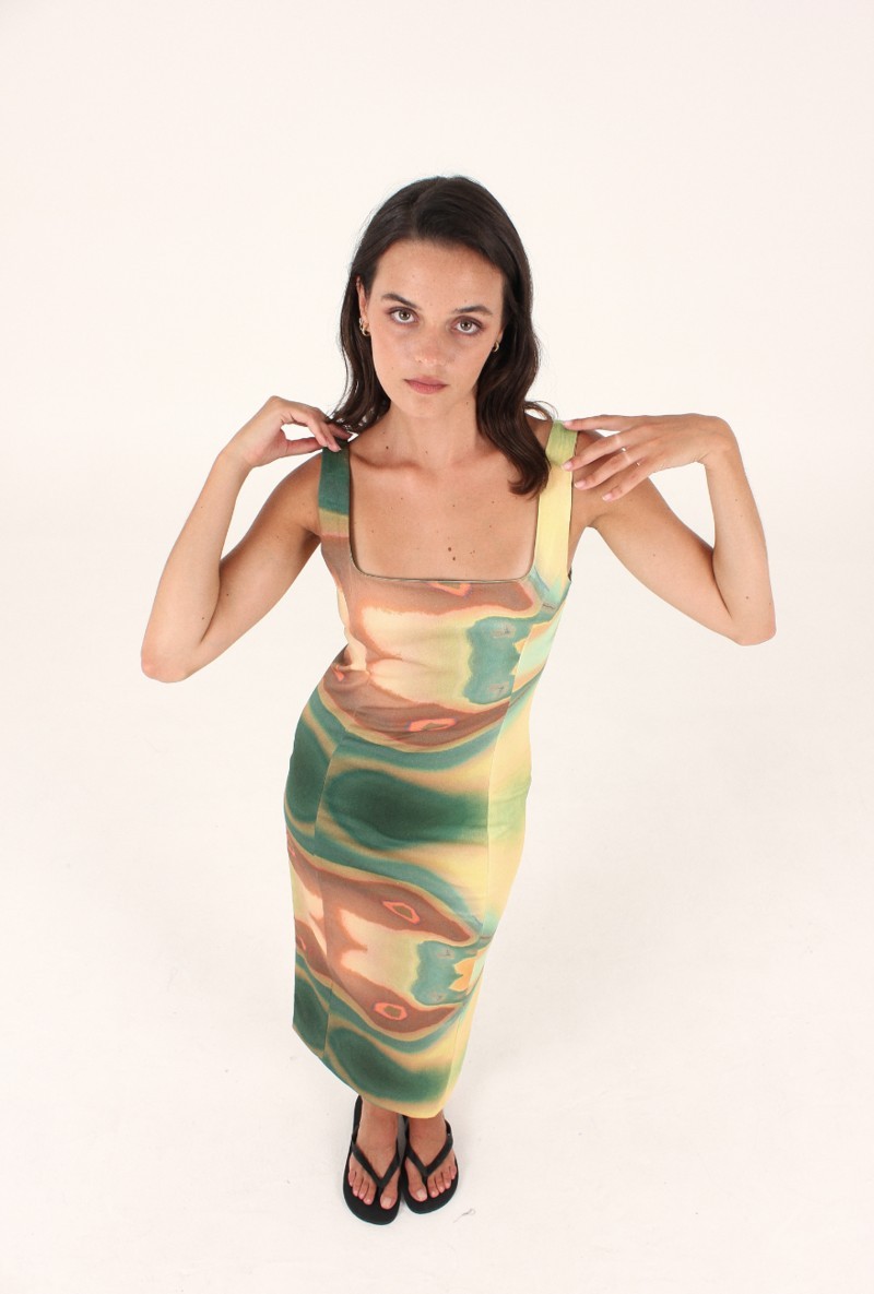 $265 Studio Fantastique x Free People Vicky Digital Print Midi Dress Size XL