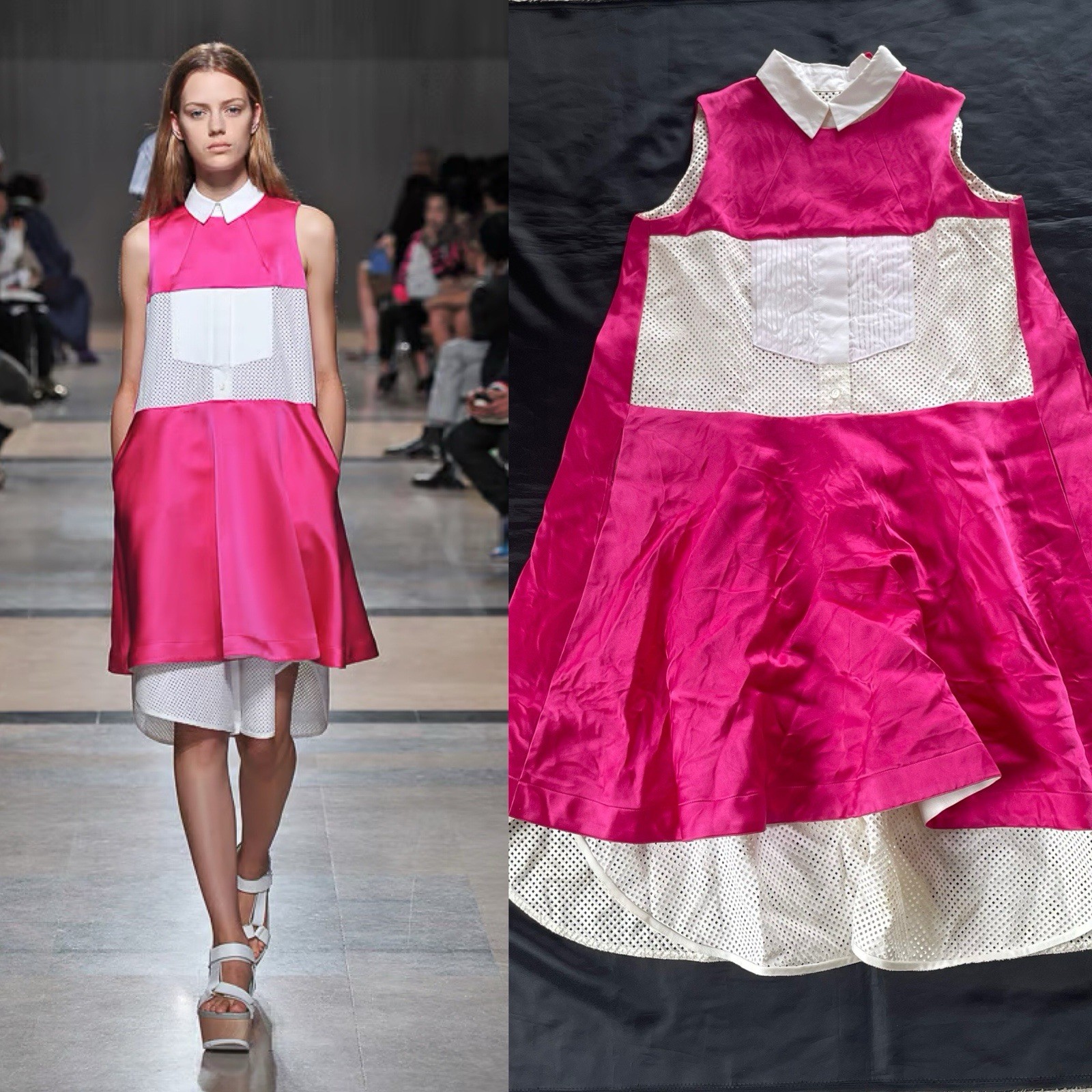 sacai Women’s Silk Sleeves Tunic Dress Runway Made in Japan