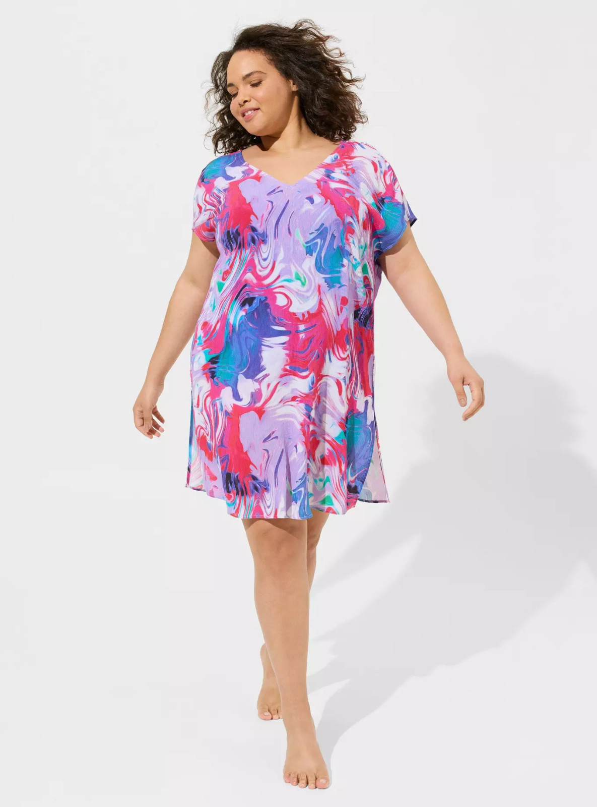 Torrid Mini Washable Gauze Side Slits Caftan Cover-Up Dress Size 0 Large 12 NWT