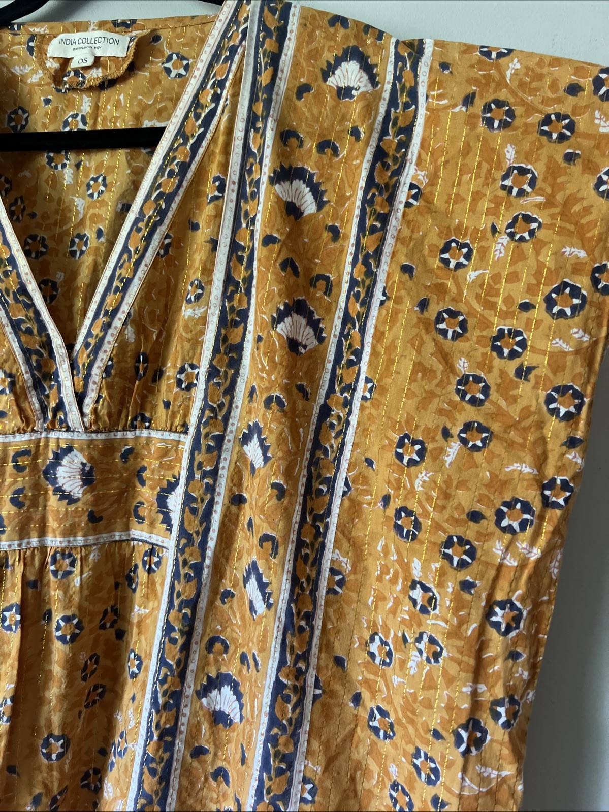 Emerson Fry India Collection Francina Caftan Midi Dress Saffron Lurex One Size
