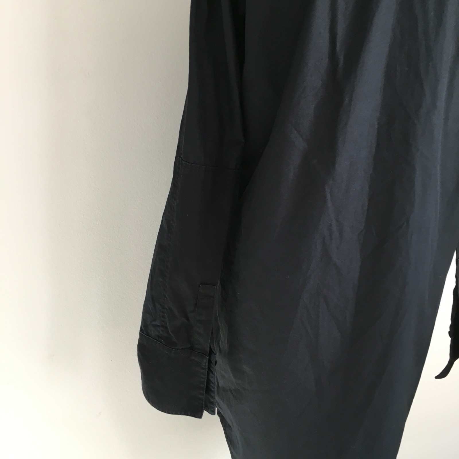 T by ALEXANDER WANG Black Rounded Hem Hidden Button Shirt Dress Womens sz Medium