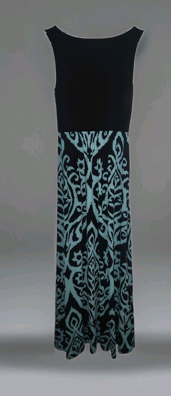 Long Summer Maxi Black And TEAL skirting Is Rayon Material Top Cotton Stretchy