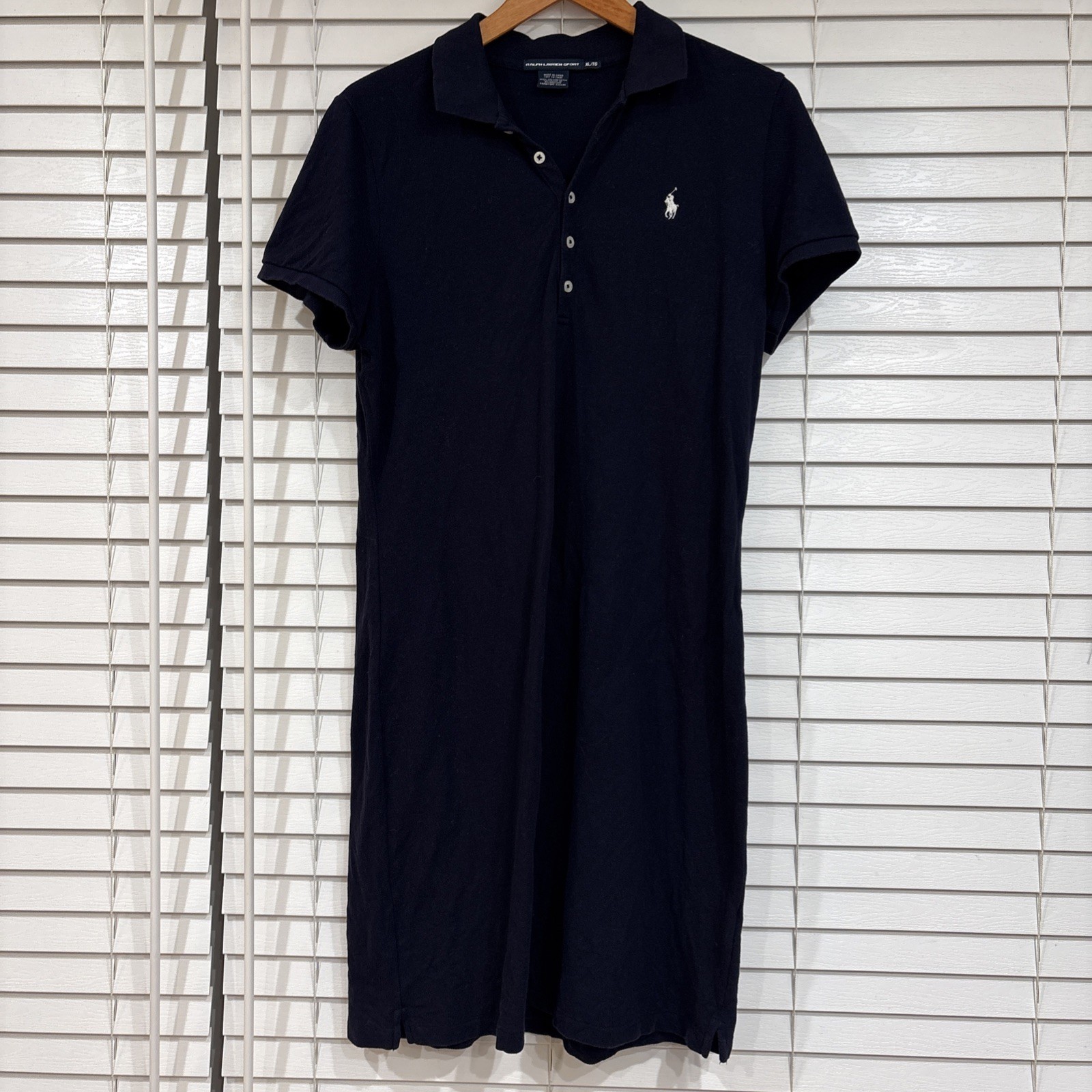 Ralph Lauren Sport Polo Dress Womens XL Pique Short Sleeve Pony Logo Navy Blue