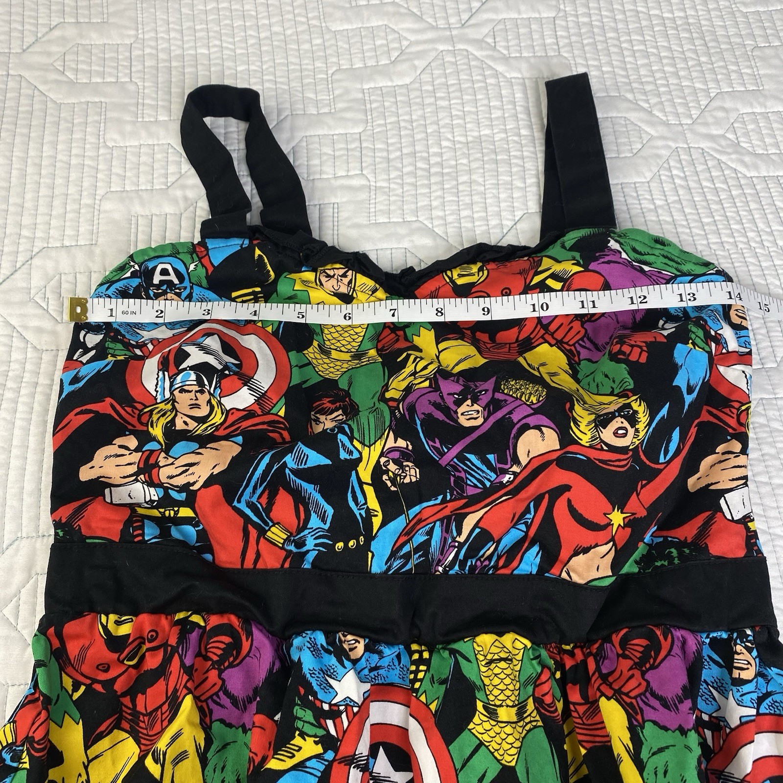 Mighty Fine Marvel Comics Print Skater Mini Dress S Sweetheart Neck Sleeveless