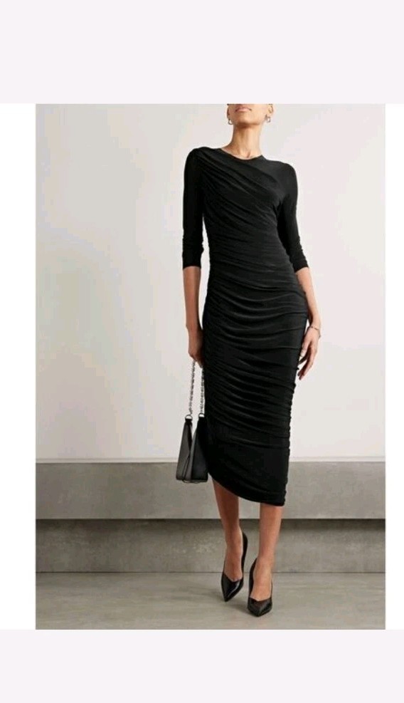 Norma kamali long sleeve diana dress to knee black Small