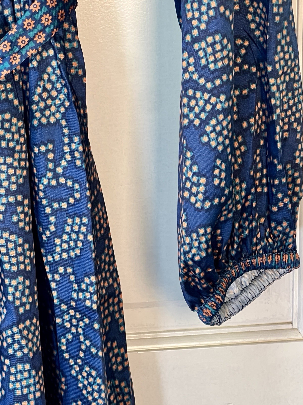 Current Air Womens Midi Dress Blue Floral Ruffle V-Neck Boho Chic S NWT $89