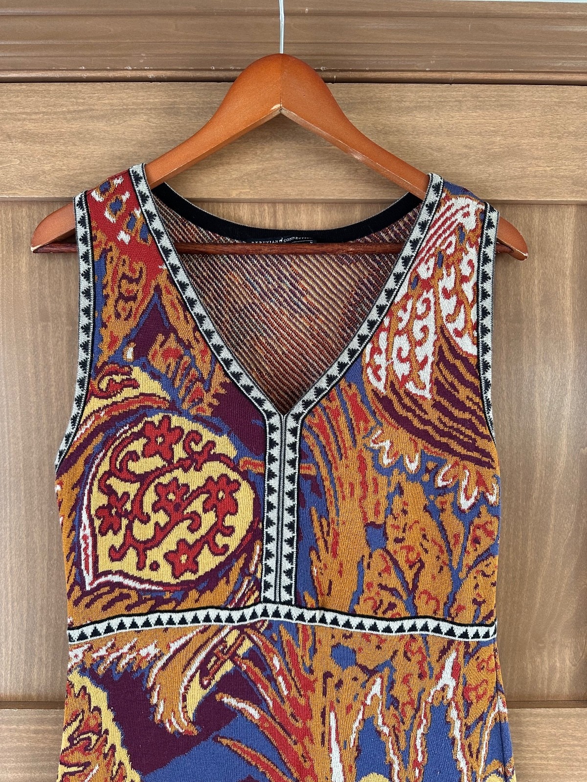 Peruvian Connection 100% Pima Cotton Knit Sleevless Maxi Dress Women’s Medium