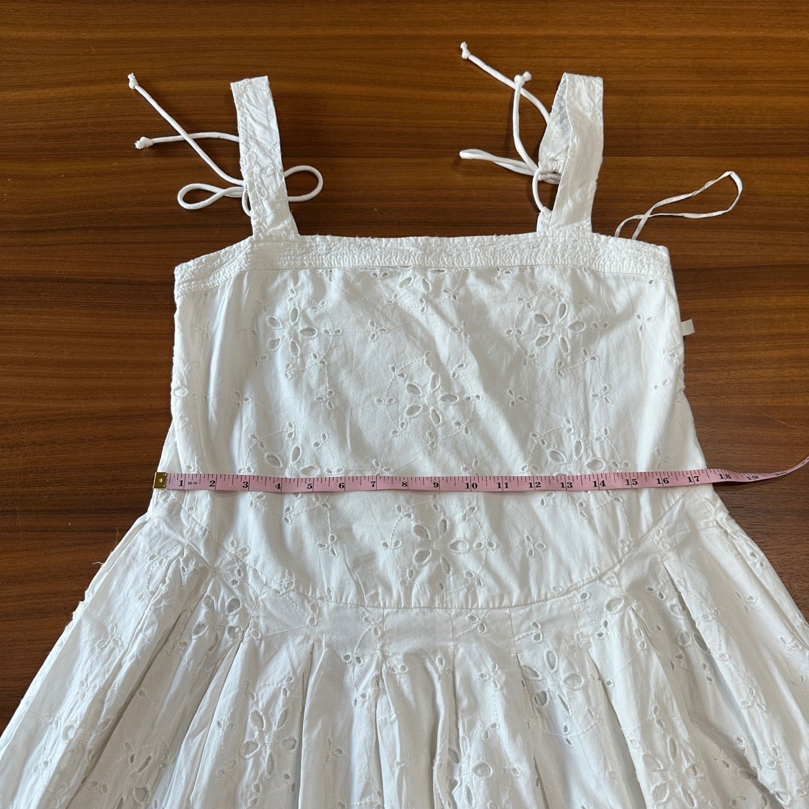Free People Primavera Eyelet White Lace Midi Dress Medium Coastal Clean Girl