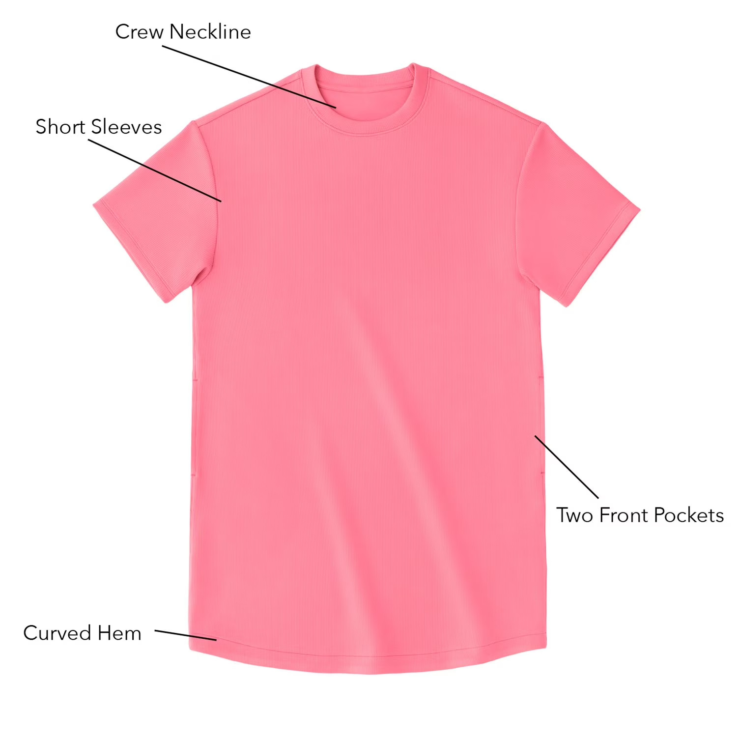 Member’s Mark Women’s Ribbed Short Sleeve Sandwash Dress Size XL Pink